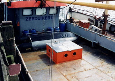 Dektrommel aan boord van de Zeeduiker.