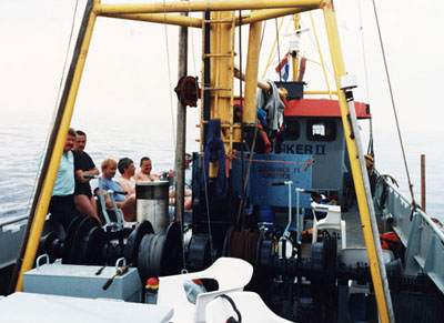 Sportduikers aan boord van de Zeeduiker II.